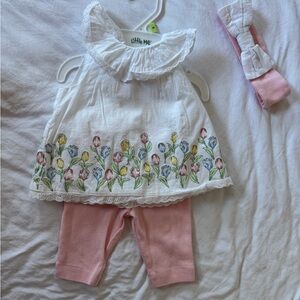 Little Me White and Pink Floral Hair Accessory Set